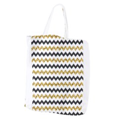 Black And Gold Glitters Zigzag Retro Pattern Golden Metallic Texture Giant Grocery Tote by genx