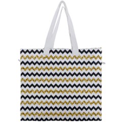 Black And Gold Glitters Zigzag Retro Pattern Golden Metallic Texture Canvas Travel Bag by genx