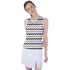 Black And Gold Glitters Zigzag Retro Pattern Golden Metallic Texture Women s Sleeveless Sports Top by genx