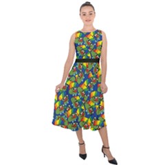 Clown World Pepe The Frog Honkhonk Meme Kekistan Funny Pattern Blue  Midi Tie-back Chiffon Dress by snek