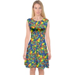 Clown World Pepe The Frog Honkhonk Meme Kekistan Funny Pattern Blue  Capsleeve Midi Dress by snek