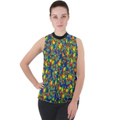 Clown World Pepe The Frog Honkhonk Meme Kekistan Funny Pattern Blue  Mock Neck Chiffon Sleeveless Top by snek