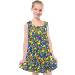 Clown World Pepe The Frog Honkhonk Meme Kekistan Funny Pattern Blue  Kids  Cross Back Dress by snek