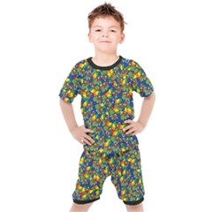 Clown World Pepe The Frog Honkhonk Meme Kekistan Funny Pattern Blue  Kids  Tee And Shorts Set by snek