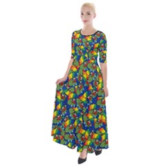 Clown World Pepe The Frog Honkhonk Meme Kekistan Funny Pattern Blue  Half Sleeves Maxi Dress by snek