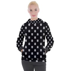 Sketchy Cartoon Ghost Drawing Motif Pattern Women s Hooded Pullover by dflcprintsclothing