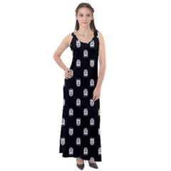 Sketchy Cartoon Ghost Drawing Motif Pattern Sleeveless Velour Maxi Dress by dflcprintsclothing