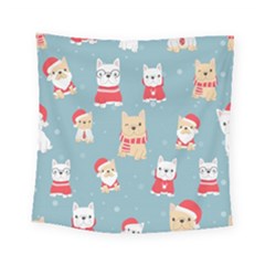 Cute French Bulldog Puppy Dog Christmas Costume Seamless Pattern Square Tapestry (small)