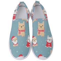 Cute French Bulldog Puppy Dog Christmas Costume Seamless Pattern Men s Slip On Sneakers by Vaneshart