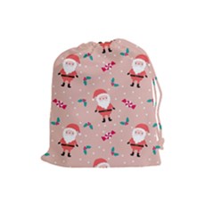 Cute Christmas Santa Seamless Pattern Drawstring Pouch (large) by Vaneshart