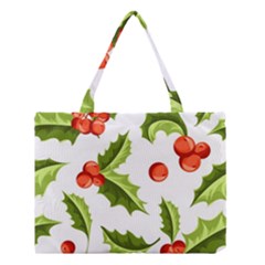 Christmas Holly Berry Seamless Pattern Medium Tote Bag