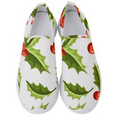 Christmas Holly Berry Seamless Pattern Men s Slip On Sneakers by Vaneshart