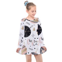 Christmas Time Kids  Long Sleeve Dress