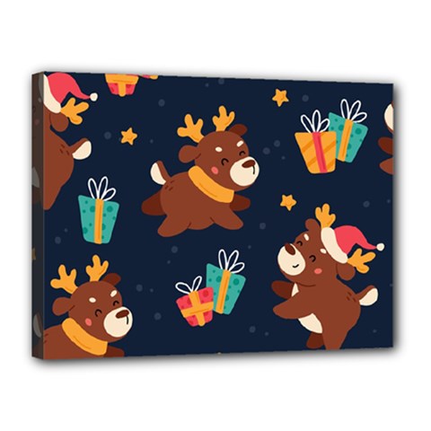 Colorful Funny Christmas Pattern Canvas 16  x 12  (Stretched)