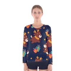 Colorful Funny Christmas Pattern Women s Long Sleeve Tee