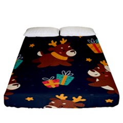 Colorful Funny Christmas Pattern Fitted Sheet (California King Size)