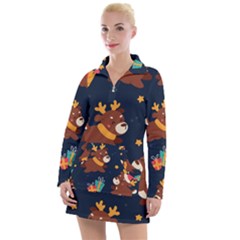 Colorful Funny Christmas Pattern Women s Long Sleeve Casual Dress