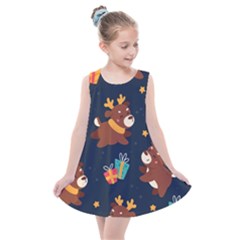 Colorful Funny Christmas Pattern Kids  Summer Dress