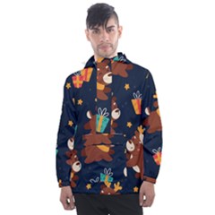 Colorful Funny Christmas Pattern Men s Front Pocket Pullover Windbreaker