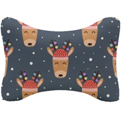 Cute Deer Heads Seamless Pattern Christmas Seat Head Rest Cushion by Vaneshart