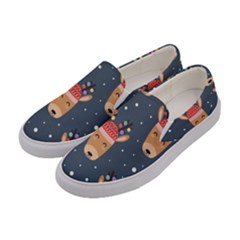 Cute Deer Heads Seamless Pattern Christmas Women s Canvas Slip Ons by Vaneshart