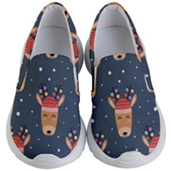 Cute Deer Heads Seamless Pattern Christmas Kids Lightweight Slip Ons by Vaneshart