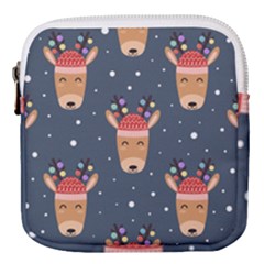 Cute Deer Heads Seamless Pattern Christmas Mini Square Pouch by Vaneshart
