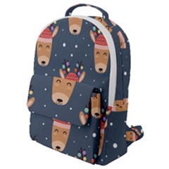 Cute Deer Heads Seamless Pattern Christmas Flap Pocket Backpack (small)