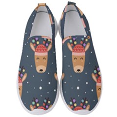 Cute Deer Heads Seamless Pattern Christmas Men s Slip On Sneakers by Vaneshart