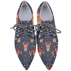 Cute Deer Heads Seamless Pattern Christmas Women s Pointed Oxford Shoes by Vaneshart