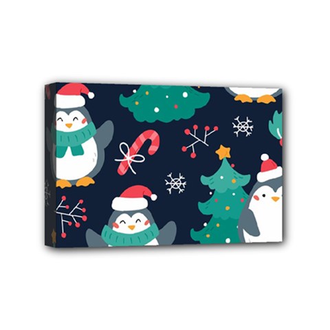 Colorful Funny Christmas Pattern Mini Canvas 6  X 4  (stretched) by Vaneshart