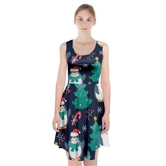 Colorful Funny Christmas Pattern Racerback Midi Dress