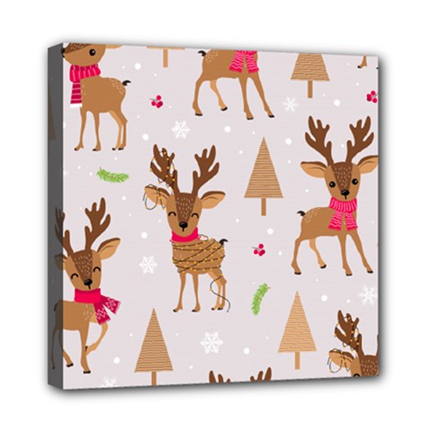 Christmas Seamless Pattern With Reindeer Mini Canvas 8  X 8  (stretched)