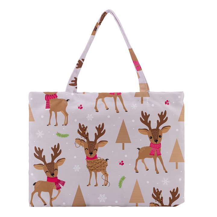 Christmas Seamless Pattern With Reindeer Medium Tote Bag