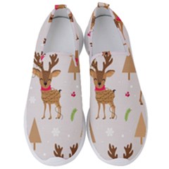 Christmas Seamless Pattern With Reindeer Men s Slip On Sneakers by Vaneshart