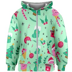 Funny Christmas Pattern Background Kids  Zipper Hoodie Without Drawstring by Vaneshart