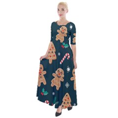 Colourful Funny Christmas Pattern Half Sleeves Maxi Dress by Vaneshart