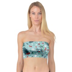 Seamless Pattern With Berries Leaves Bandeau Top
