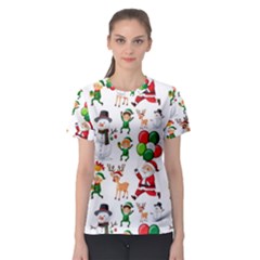 Seamless Pattern Christmas Women s Sport Mesh Tee