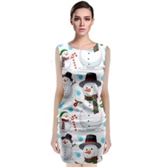 Christmas Snowman Seamless Pattern Classic Sleeveless Midi Dress