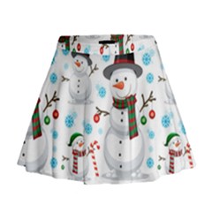 Christmas Snowman Seamless Pattern Mini Flare Skirt by Vaneshart