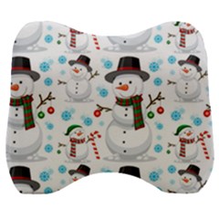 Christmas Snowman Seamless Pattern Velour Head Support Cushion by Vaneshart