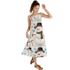 Christmas Snowman Seamless Pattern Summer Maxi Dress by Vaneshart