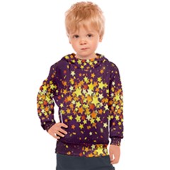 Colorful Confetti Stars Paper Particles Scattering Randomly Dark Background With Explosion Golden St Kids  Hooded Pullover by Vaneshart