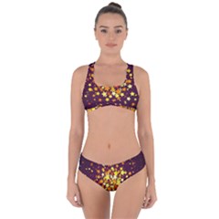 Colorful Confetti Stars Paper Particles Scattering Randomly Dark Background With Explosion Golden St Criss Cross Bikini Set by Vaneshart