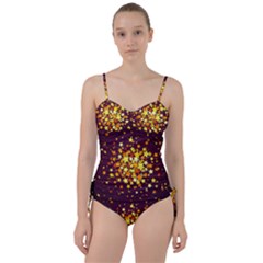 Colorful Confetti Stars Paper Particles Scattering Randomly Dark Background With Explosion Golden St Sweetheart Tankini Set by Vaneshart
