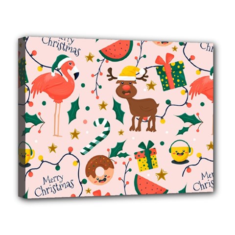 Colorful Funny Christmas Pattern Merry Xmas Canvas 14  X 11  (stretched) by Vaneshart