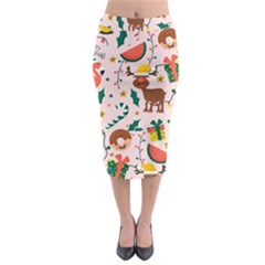 Colorful Funny Christmas Pattern Merry Xmas Midi Pencil Skirt