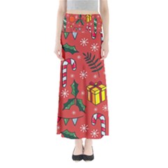 Colorful Funny Christmas Pattern Full Length Maxi Skirt