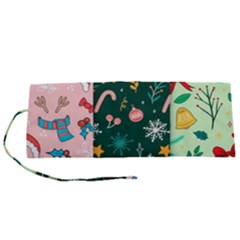 Hand Drawn Christmas Pattern Collection Roll Up Canvas Pencil Holder (s) by Vaneshart